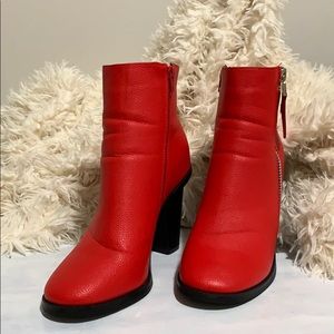 Red boots with a fun heel